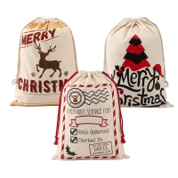 Jingle Jollys 3 Pack Christmas Santa Sacks 70 x 50cm Reusable Personalised Canvas Gift Storage Bags Multicolour