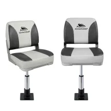 Seamanship 2-Pack Folding Boat Seats with 34–46cm Adjustable Swivel Pedestals 13cm Padding Grey