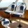 Seamanship Flip-Up Boat Seat 15cm Padding 55–75cm Swivel Pedestal White and Blue