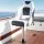 Seamanship Flip-Up Boat Seat 15cm Padding 55–75cm Swivel Pedestal White and Blue