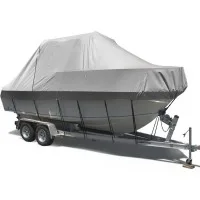 Seamanship Boat Cover, 600D Polyester, 25-27ft, Grey, UV & Mildew Resistant, Heavy Duty, Trailerable with Zipper Access