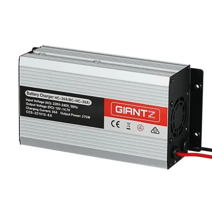 Giantz 12V 30A Car Battery Charger - Portable, SAA Approved, with Safety Features for Cars, Boats, ATVs, and Caravans