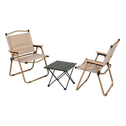 Weisshorn 3-Piece Camping Table Chair Set Folding Aluminium Table Steel Chairs Portable Outdoor Picnic Set
