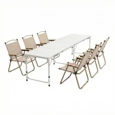 Weisshorn 7-Piece Camping Table and Chair Set with Folding Aluminium Table and Six Portable Outdoor Chairs
