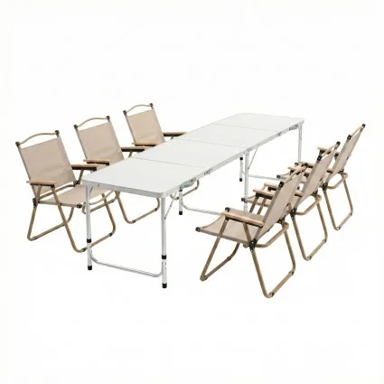 Weisshorn 7-Piece Camping Table and Chair Set with Folding Aluminium Table and Six Portable Outdoor Chairs