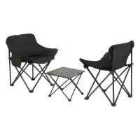 Weisshorn 3-Piece Folding Camping Set with Aluminium Table and Two Steel Frame Chairs Portable Picnic Outdoor