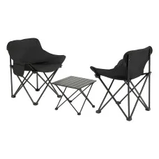 Weisshorn 3-Piece Folding Camping Set with Aluminium Table and Two Steel Frame Chairs Portable Picnic Outdoor