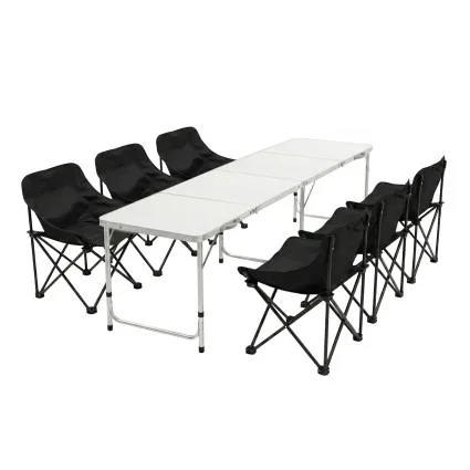 Weisshorn 7-Piece Camping Table and Chair Set Folding Aluminium Table Six Steel Chairs Portable Outdoor