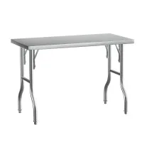 Cefito Foldable Stainless Steel Kitchen Work Bench, 430 Grade, 122x61x89cm, Adjustable Feet, Heavy Duty, 220lbs Capacity