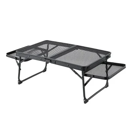 Weisshorn Folding Camping Table with Heat-Resistant Mesh Cooking Top Lightweight Portable Black Outdoor