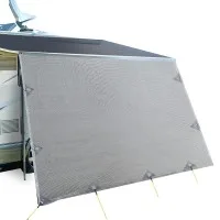Weisshorn Caravan Privacy Screen 3.7x1.95m Roll Out Awning End Wall Sun Shade UV Protected Grey Polyethylene