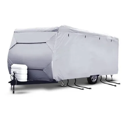 Weisshorn 22-24ft Caravan Cover, 4-Layer UV & Water Resistant, Heavy-Duty Polypropylene, Easy Access Panels, Grey