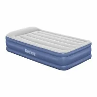 Bestway Single Air Mattress 46cm - Navy, Flocked Surface, Built-in Pump, I-Beam Design, Indoor/Outdoor Use