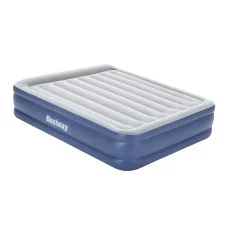 Bestway Queen Size Air Mattress - Inflatable 46cm Airbed with Built-in Pump, Flocked Surface, Indoor/Outdoor Use