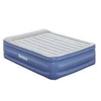 Bestway Queen Air Bed Inflatable Mattress with Built-In Pump, Flocked Surface, Coil Beam Design & Carry Bag
