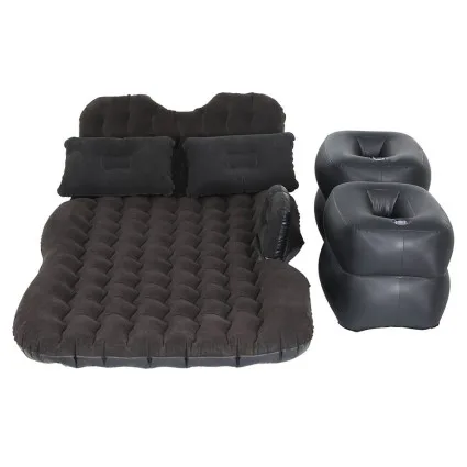 Weisshorn 176x80 Inflatable Car Mattress - Charcoal PVC SUV Camping Bed with Pump, Pillows, Non-Slip Design & Bag