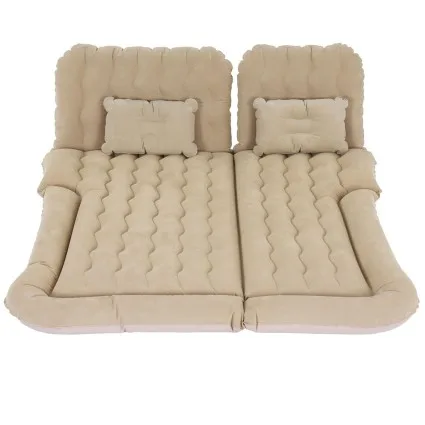 Weisshorn Beige 175x130cm Inflatable SUV Car Mattress with Air Pump, Pillows & Carry Bag - Soft PVC Camping Bed