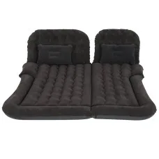 Weisshorn 175x130 Inflatable Car Mattress for SUV – Black, PVC, Soft Flocked Surface, Includes Air Pump & 2 Pillows