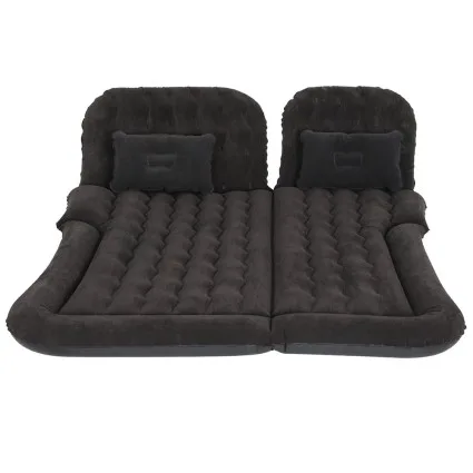 Weisshorn 175x130 Inflatable Car Mattress for SUV – Black, PVC, Soft Flocked Surface, Includes Air Pump & 2 Pillows