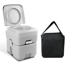 Weisshorn 20L Grey Portable Camping Toilet - High Density, 50 Flushes, Freshwater, Detachable Tank, Carry Bag Included