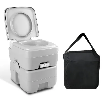 Weisshorn 20L Grey Portable Camping Toilet - High Density, 50 Flushes, Freshwater, Detachable Tank, Carry Bag Included