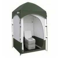 Weisshorn 20L Portable Toilet and Shower Tent Set with 12L Freshwater High Stability Fibreglass Poles
