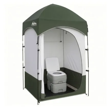 Weisshorn 20L Portable Toilet and Shower Tent Set with 12L Freshwater High Stability Fibreglass Poles