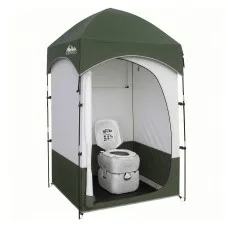 Weisshorn 22L Portable Camping Toilet and Shower Privacy Tent Combo 14L Freshwater 80 Flushes Green Standalone