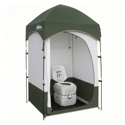 Weisshorn 22L Portable Camping Toilet and Shower Privacy Tent Combo 14L Freshwater 80 Flushes Green Standalone