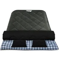 Weisshorn Double Sleeping Bag with Pillow, Thermal Ripstop, Converts to Singles, Grey, -10°C to 15°C, 220x150cm