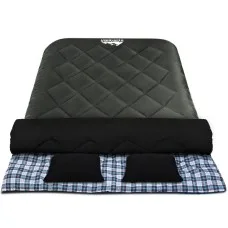 Weisshorn Double Sleeping Bag with Pillow, Thermal Ripstop, Converts to Singles, Grey, -10°C to 15°C, 220x150cm