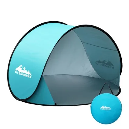 Weisshorn Pop-Up Beach Tent: 3-Person, 190T PU Material, UV & Water Resistant, Easy Setup with Carry Bag & Pegs