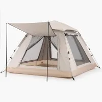 Weisshorn Camping Tent Family Shelter 210cm Square 210D Oxford Fabric Awning Mesh Panels Khaki Ventilation