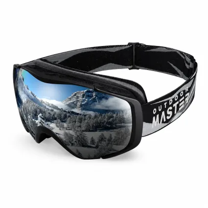 Outdoor Master OTG Ski Goggles with Cover Anti-Fog and 100% UV Protection for Snowboarding OM-18