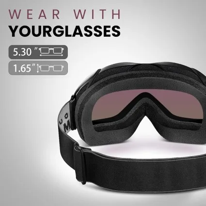 Outdoor Master OTG Ski Goggles Over Glasses Ski Snowboard Goggles 100% UV Protection for Men Women and Youth