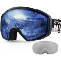 Outdoor Master OTG Ski Goggles with Anti-Fog Lens 100% UV Protection and Protective Cover