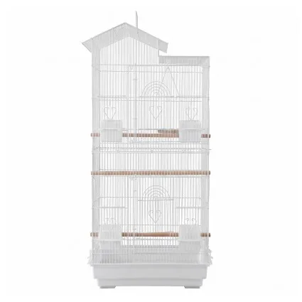 i.Pet 100cm White Bird Cage Aviary for Budgies Cockatiels 10mm Rod Spacing Slide-Out Tray 3 Perches 4 Feeders