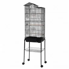 i.Pet 158cm Black Bird Cage Aviary with Stand Wheels 3-in-1 Hanging Freestanding Rolling for Budgies Cockatiels