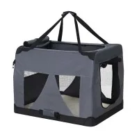 i.Pet XL Portable Foldable Pet Carrier, 82x58CM, Durable 600D Oxford, Mesh Windows, Easy-Clean, Dual Doors, Grey