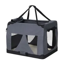 i.Pet XL Portable Foldable Pet Carrier, 82x58CM, Durable 600D Oxford, Mesh Windows, Easy-Clean, Dual Doors, Grey