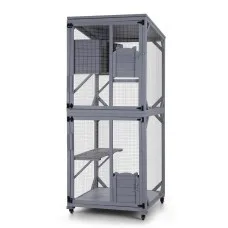 i.Pet 180cm Wooden Multi-Tier Cat House & Rabbit Hutch – Durable Fir Wood, Water-Resistant Roof, Indoor/Outdoor Use