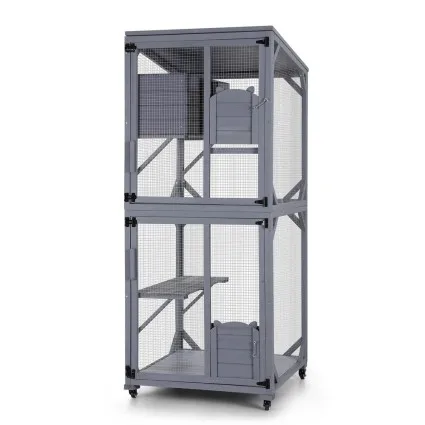 i.Pet 180cm Wooden Multi-Tier Cat House & Rabbit Hutch – Durable Fir Wood, Water-Resistant Roof, Indoor/Outdoor Use