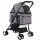 i.Pet Foldable Pet Stroller & Carrier: 3-in-1, Steel Frame, 600D Oxford, 5.5'' EVA Wheels, Grey, 84