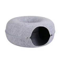 I.pet Cat Donut Bed 60cm Tunnel Cave Hideaway Detachable Grey Felt