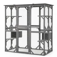 I.pet Cat House 181cm Outdoor Catio Walk-In Enclosure with 7 Platforms Grey