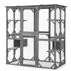 I.pet Cat House 181cm Outdoor Catio Walk-In Enclosure with 7 Platforms Grey