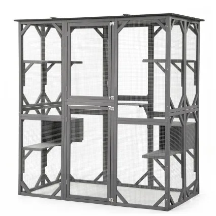 I.pet Cat House 181cm Outdoor Catio Walk-In Enclosure with 7 Platforms Grey