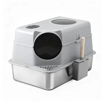 i.Pet Large Stainless Steel Cat Litter Box Set High Sided Anti Odour Scratch Resistant with Mat & Scoop