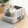 i.Pet Stainless Steel Large Semi-Enclosed Cat Litter Box Set with Mat Scoop Grey Durable Anti-Scratch High Sides