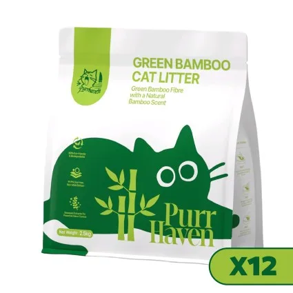 Purr Haven Plant Based Clumping Tapioca Cat Litter with Seaweed Extract 30kg 12 Pack Dust Free Odour Control